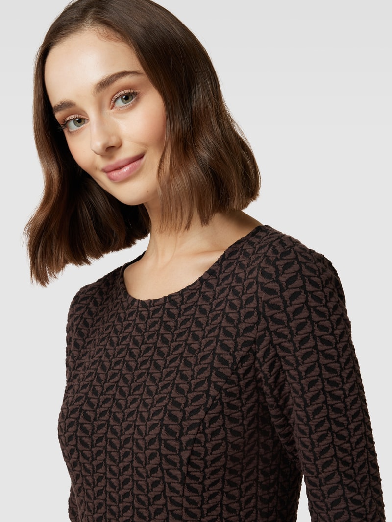 Knielanges Kleid mit Allover-Muster in schokobraun