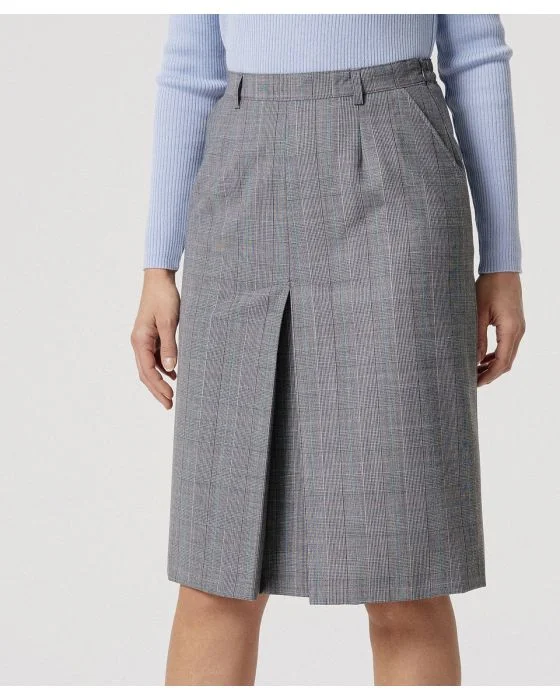Jupe pli creux, lainage aspect flanelle