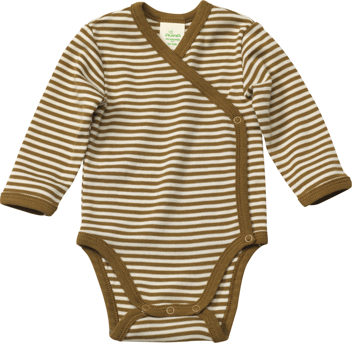 Baby Wickelbody, Gr. 74/80, aus Bio-Wolle und Seide, weiß, olivgrün, 1 St