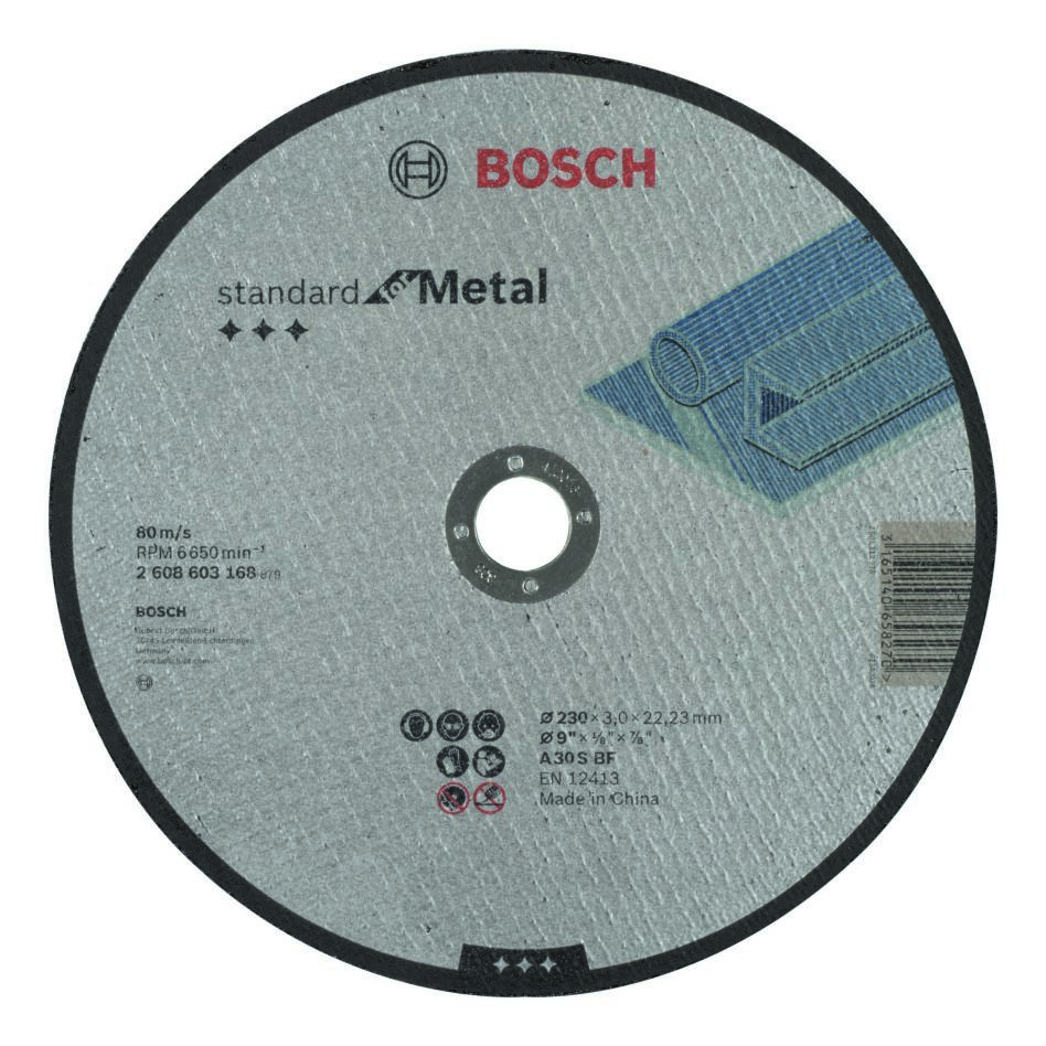 Bosch Blue Accessories 2608603168 Disco de corte recto estándar para metal A 30 S BF, 230 mm, 22,23 mm, 3 mm