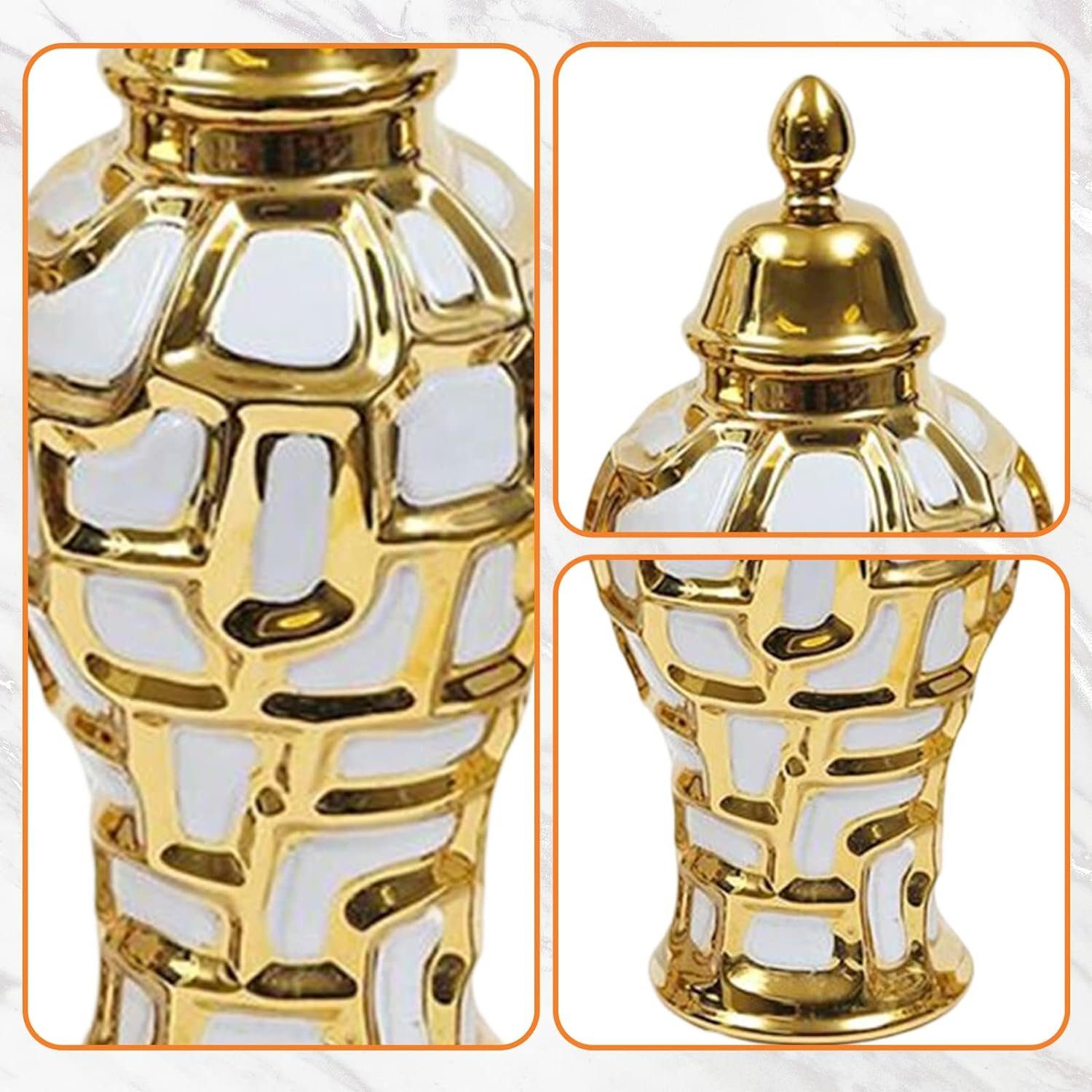 flowgoer Dekovase Keramik-Ingwerglas-Vase Deckel Tischdekoration und Aufbewahrungsbox, Ideal für Partys und Blumenarrangements – dekorative Tischdekoration