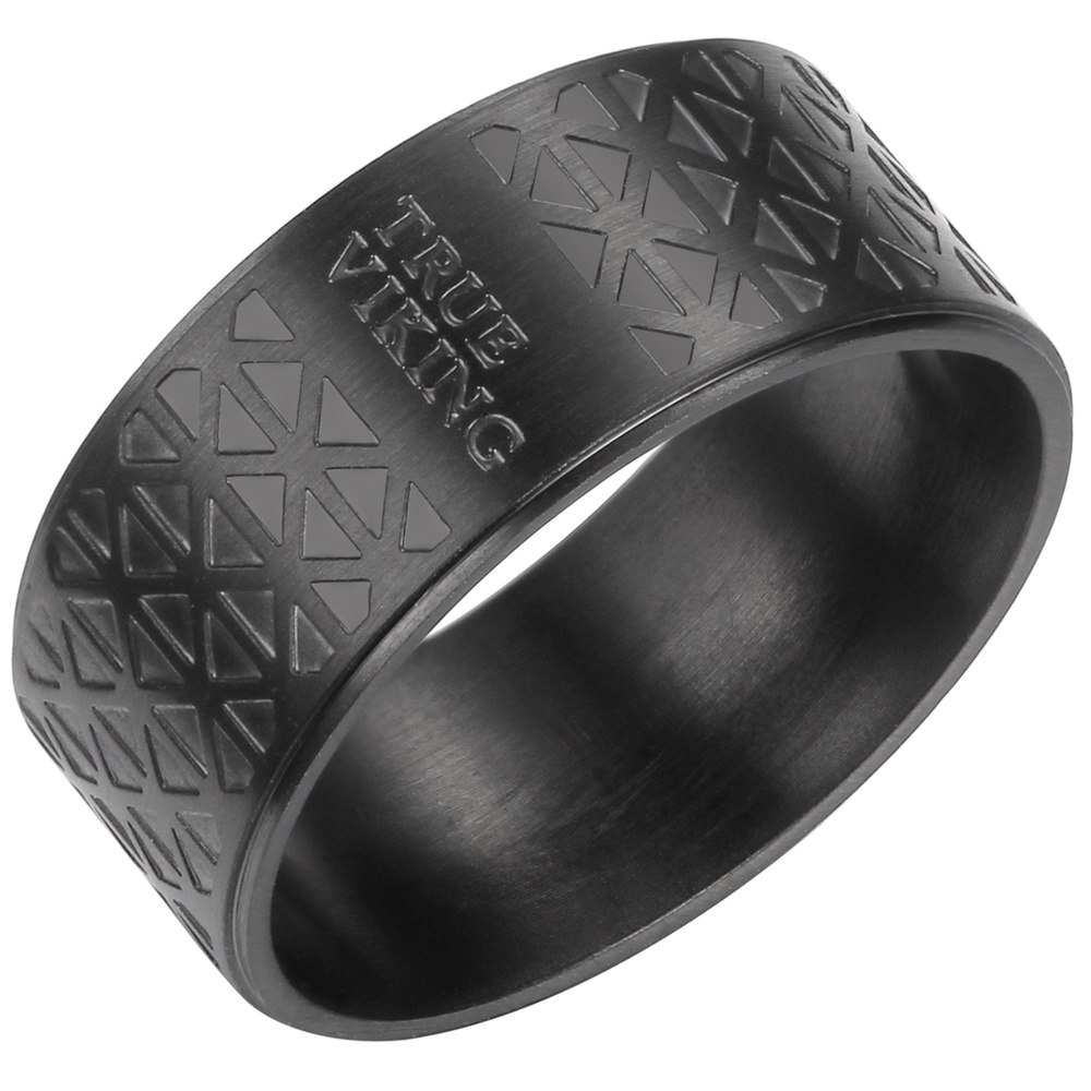 True Rebels Bague en acier inoxydé Acier inoxydable en Noir Bague