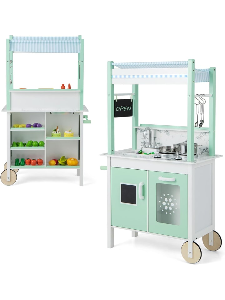 COSTWAY Spielküche mit 17 Zubehör in Grün günstig kaufen 120 cm