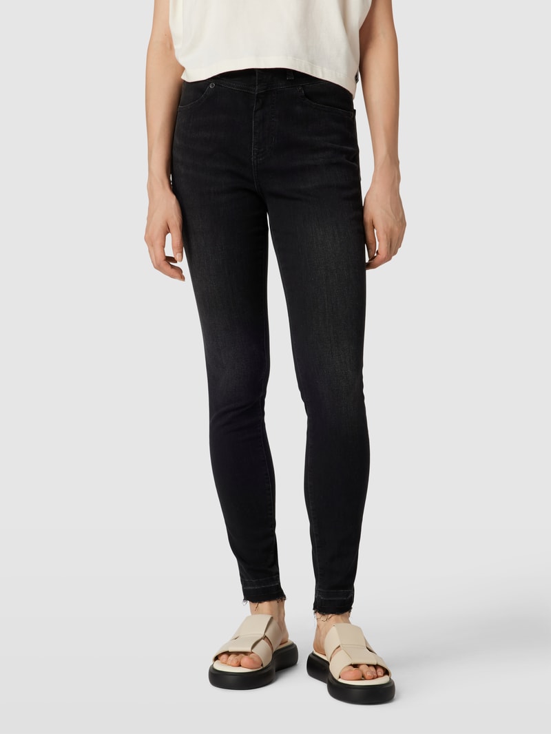 Slim Fit Jeans mit Eingrifftaschen in schwarz