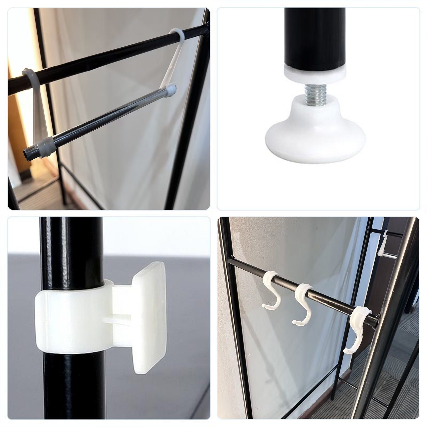 Vicbuy Badregal Standregal mit 3 Haken, 3 Etagen Stahl Toilettenregal, WC-Regal, Metall Badezimmerregal, Aufbewahrungsregal, Waschmaschinenregal, für Badezimmer, 153*48*26cm