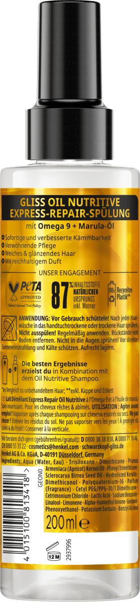 Sprüh-Conditioner Express-Repair Oil Nutritive, 200 ml