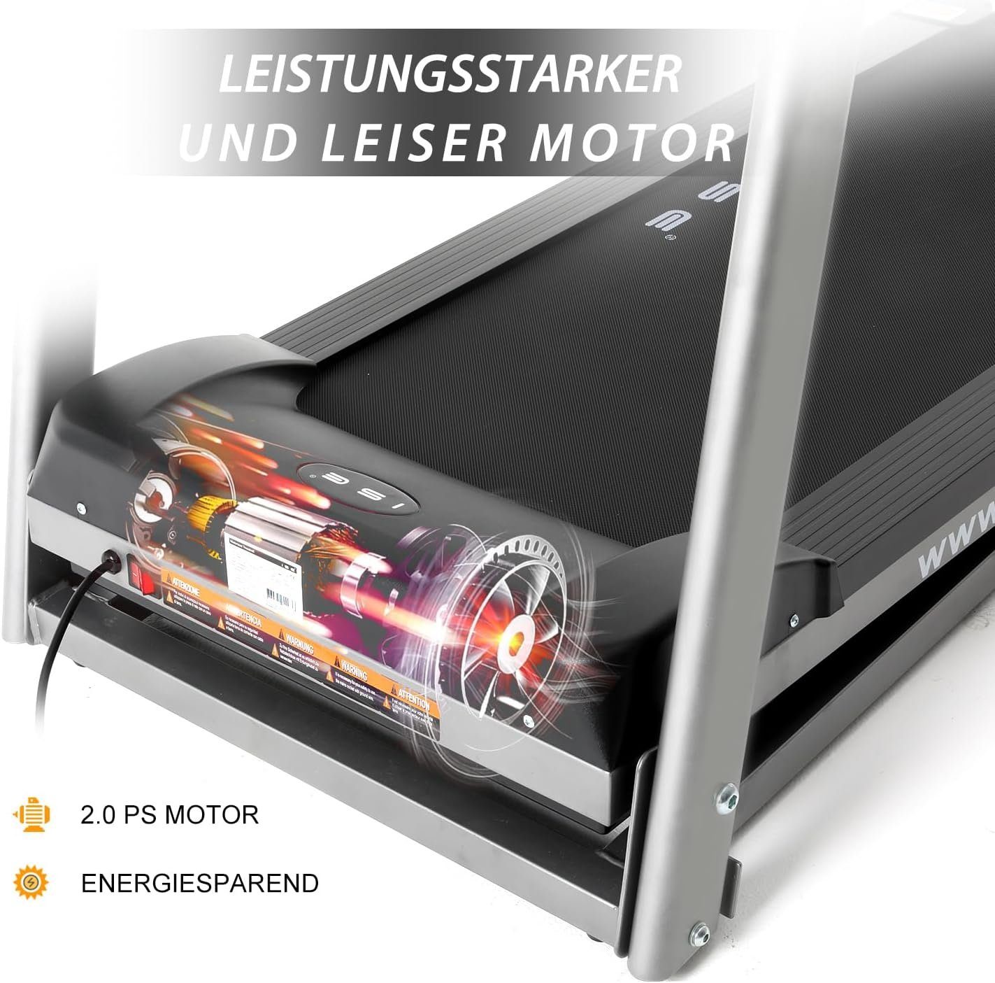 ISE Laufband (Elektrisches Laufband klappbar 2,0 PS Motor Multifunktions-LCD-Display), mit 12 Programmen, Leises Home Office Laufband, Manuelle Steigung