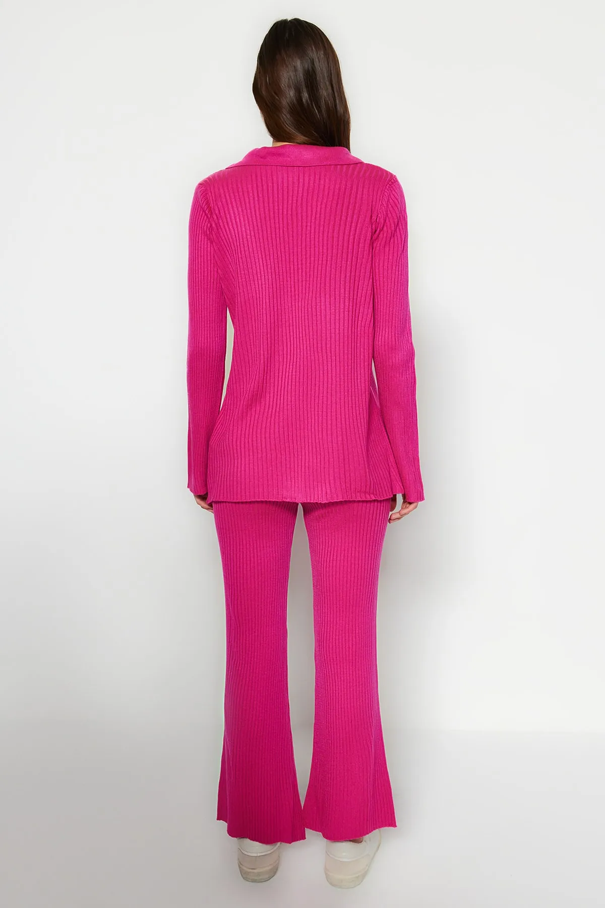 Trendyol Collection  Fuchsia Basic Strickoberteil und -unterteil im Set mit Polokragen TWOAW23AU00007