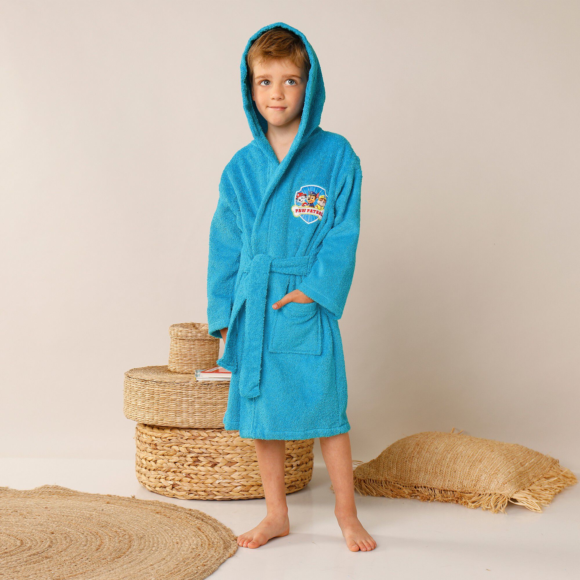 Peignoir de bain enfant Pat'Patrouille col capuche