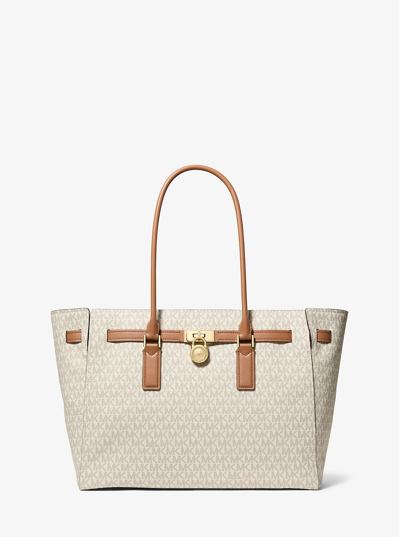 Hamilton Moderne Stor Tote Bag med Signaturlogo - VANILJE/EIKORN