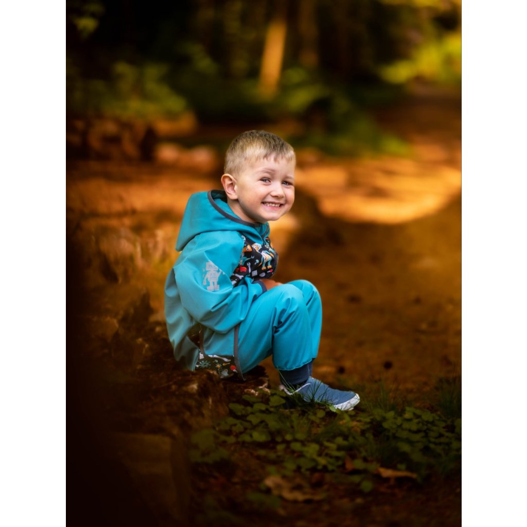 Unuo Kinder-Softshelljacke mit Fleece Roboter Smaragdgrün