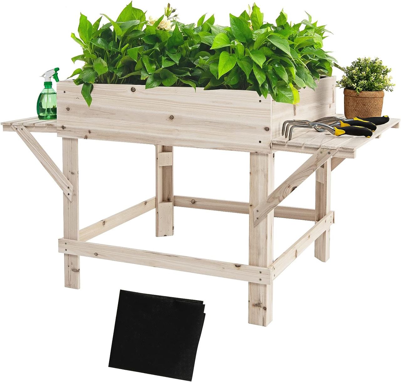 Costway Hochbeet mit 2 Seitenablagen