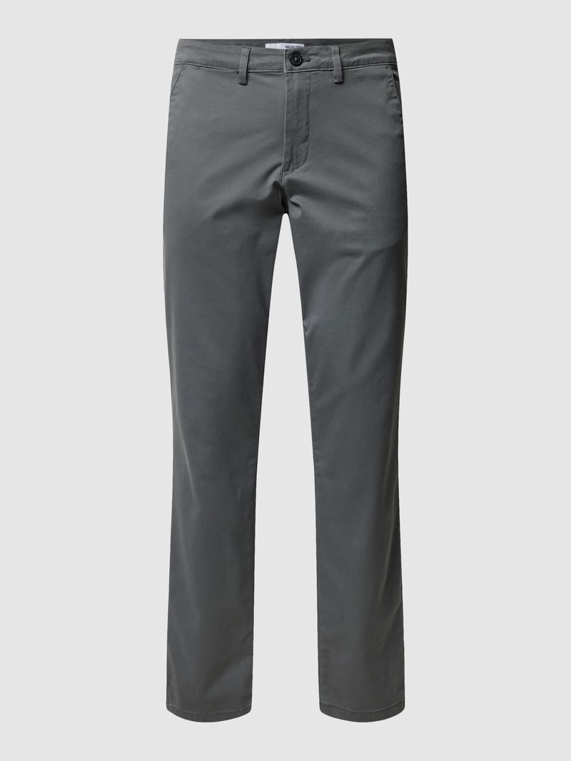 Slim Fit Chino in unifarbenem Design Modell 'NEW Miles' in dunkelgrau