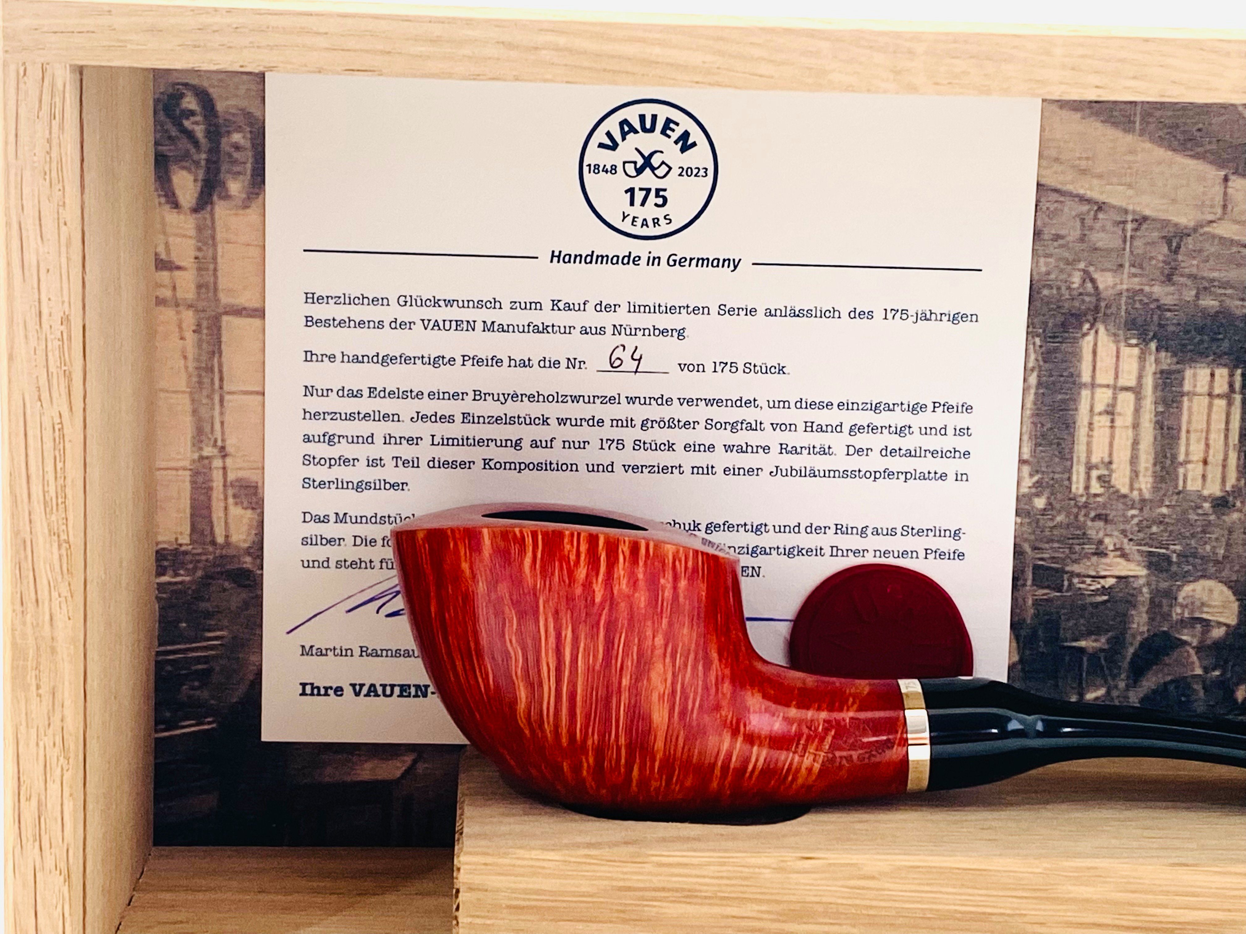 VAUEN Handpfeife Pfeife 175 Jahre Jubiläumspfeife Einzelstück Limited Nr. 64/175