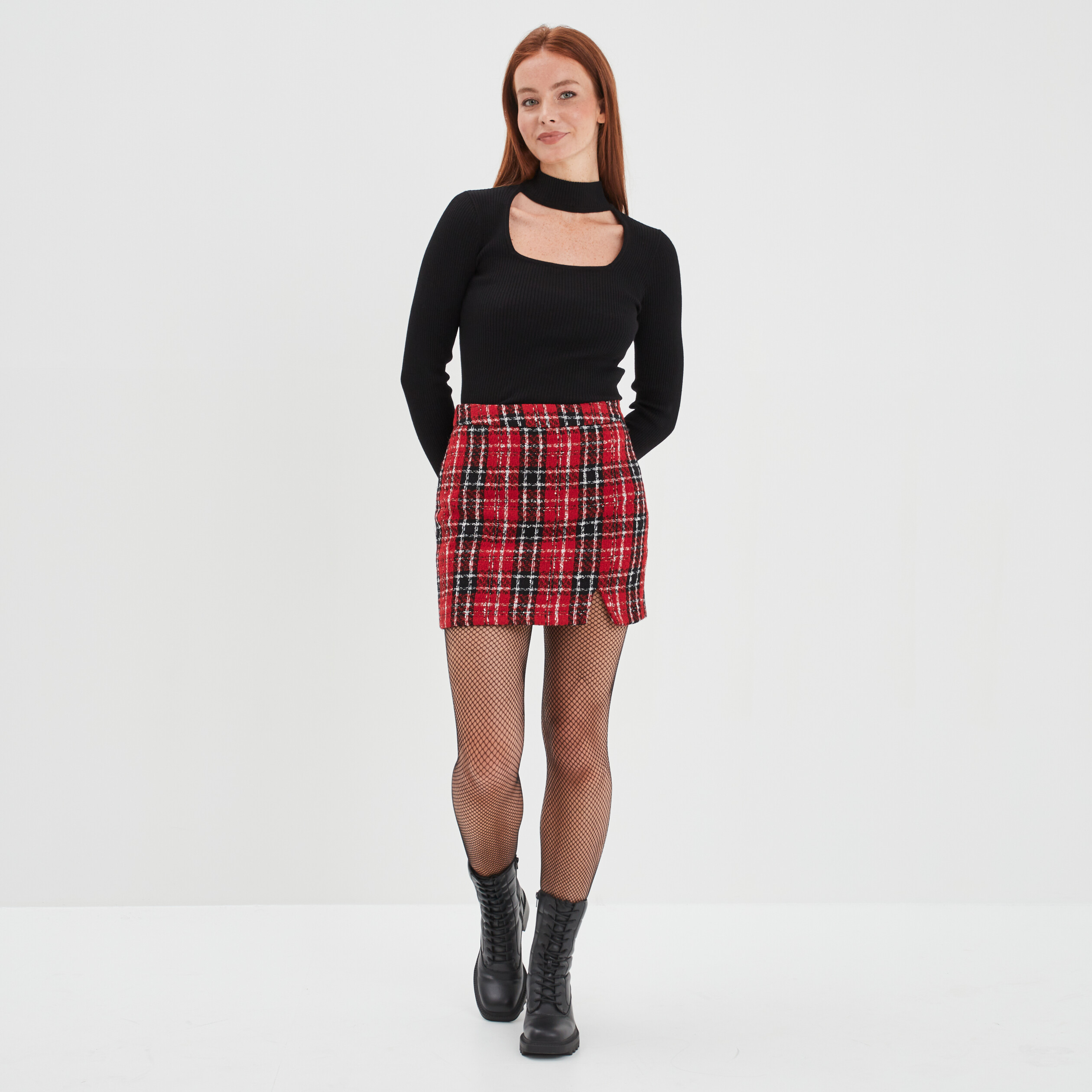 Pull col montant à ouverture Liberto noir femme | La Halle