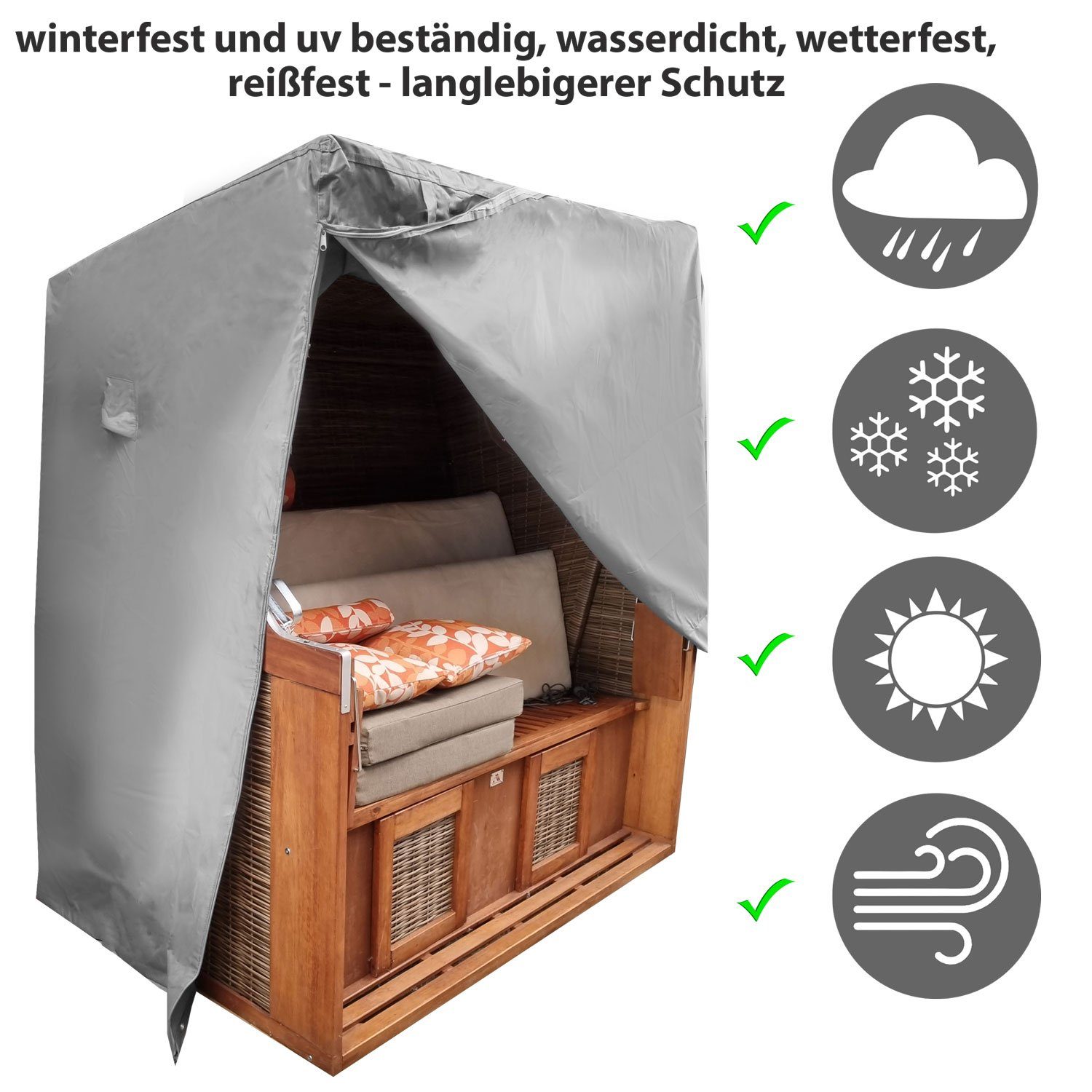 osoltus Gartenmöbel-Schutzhülle osoltus Strandkorb Schutzhaube Schutzhülle Comfort deluxe XXL grau