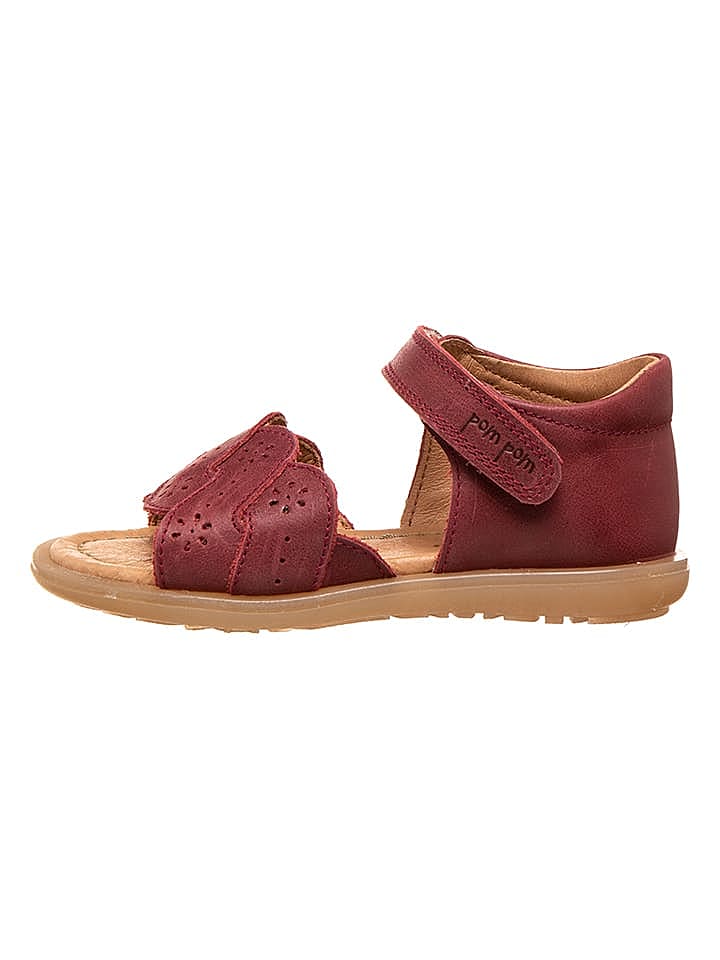 POM POM Leder-Sandalen in Dunkelrot günstig kaufen 25