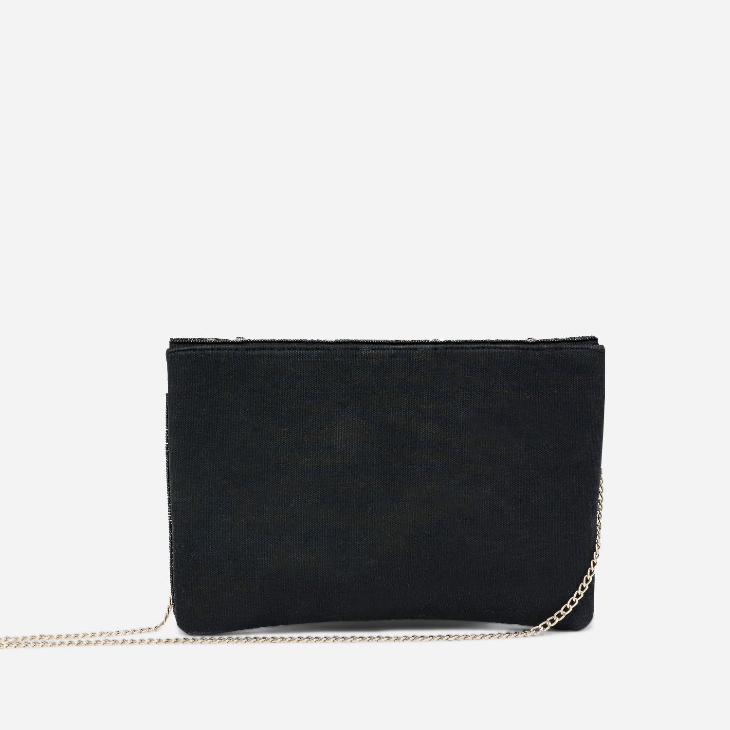 Sac pochette TEXTO noire textile brodé