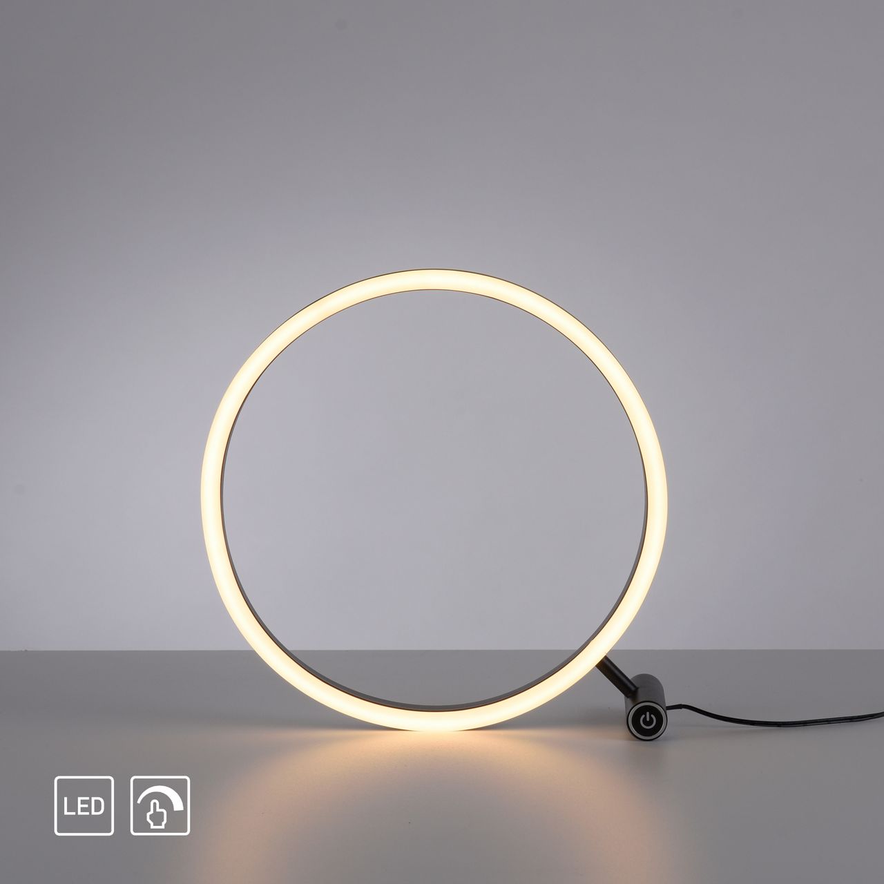 JUST LIGHT LeuchtenDirekt LED Tischleuchte RITUS, 3000 Kelvin, rund, dimmbar über Touchdimmer, Innenleuchte, IP20