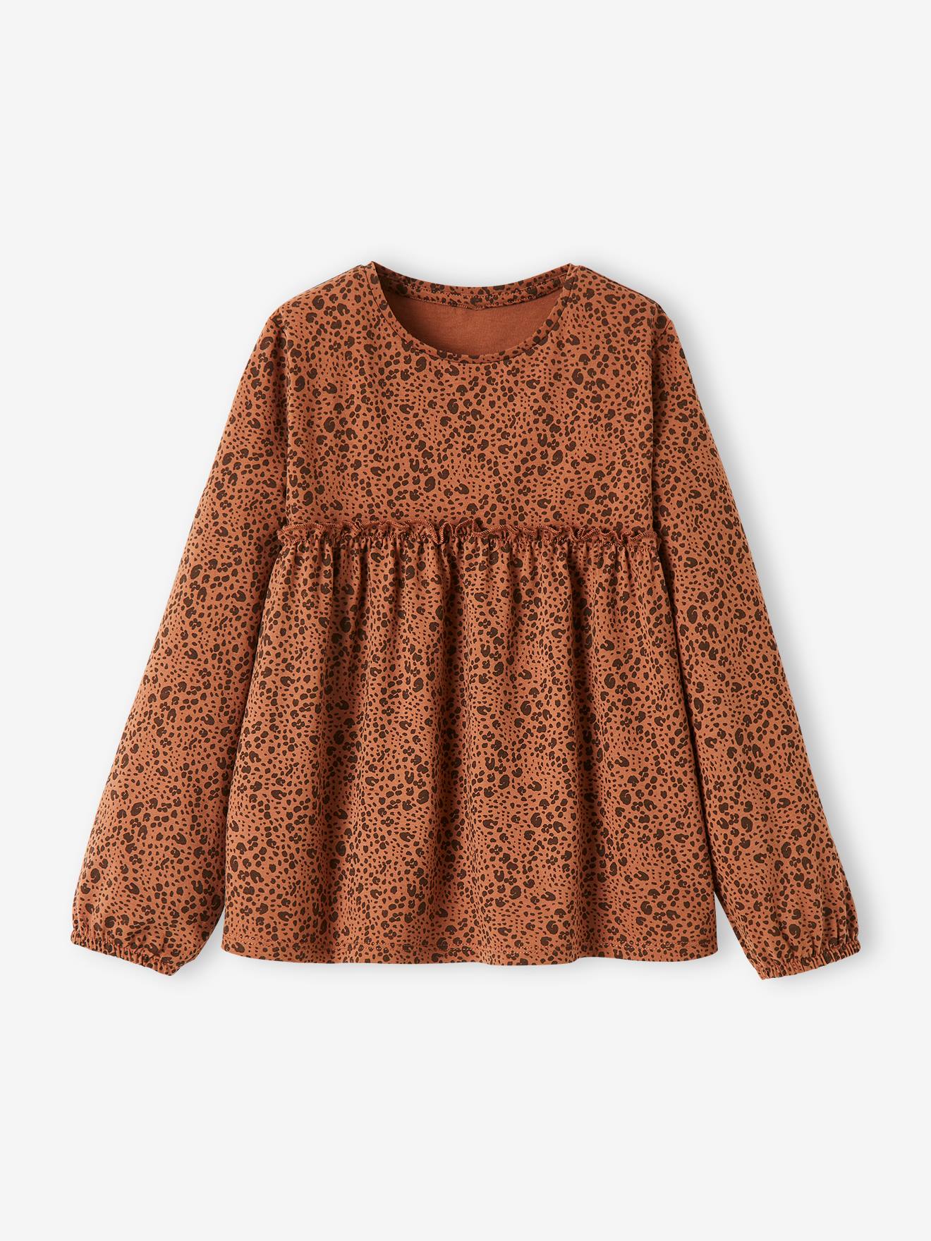 Vertbaudet Mädchen Blusenshirt mit Print Oeko-Tex - dunkelbraun