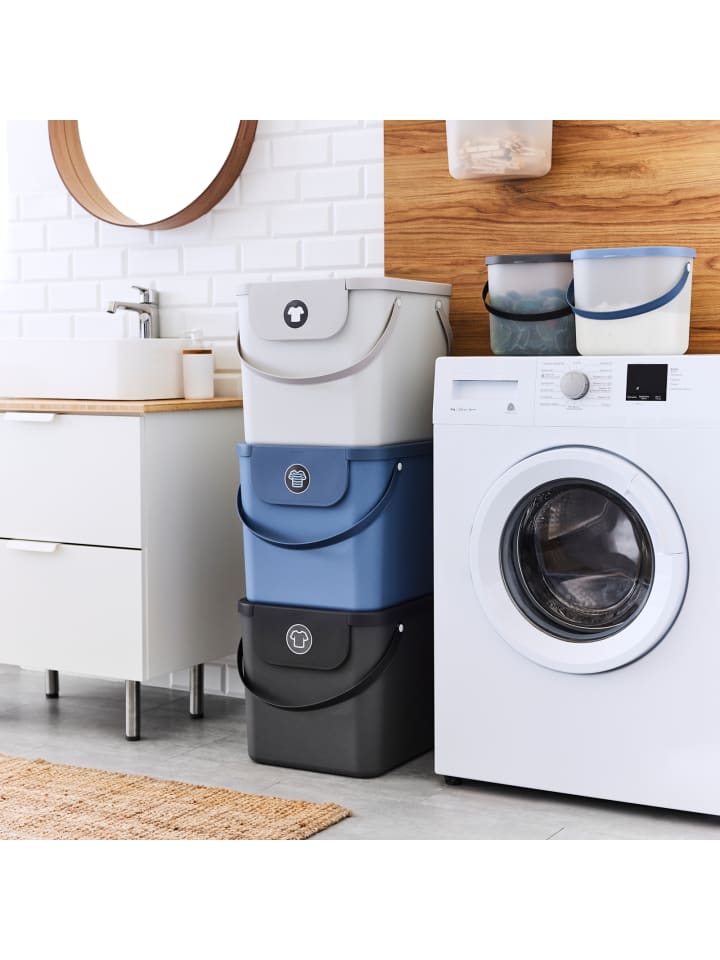 Rotho Albula Wäschesammler 40l mit Deckel, Kunststoff (PP recycelt) in Anthrazit günstig kaufen onesize