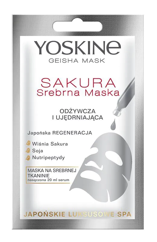 Yoskine Geisha Maske Sølvstofmaske, Sakura