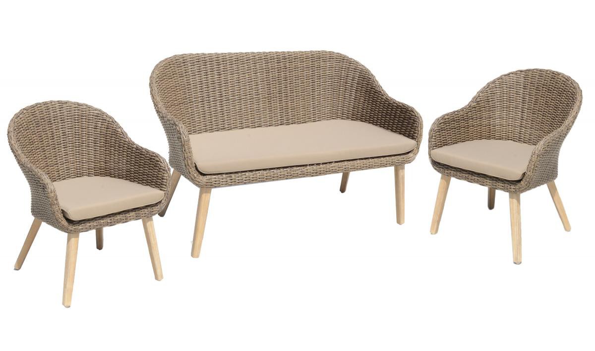 Garden Pleasure Harms Sofa & Stuhl Set PUEBLO, 3-teilig