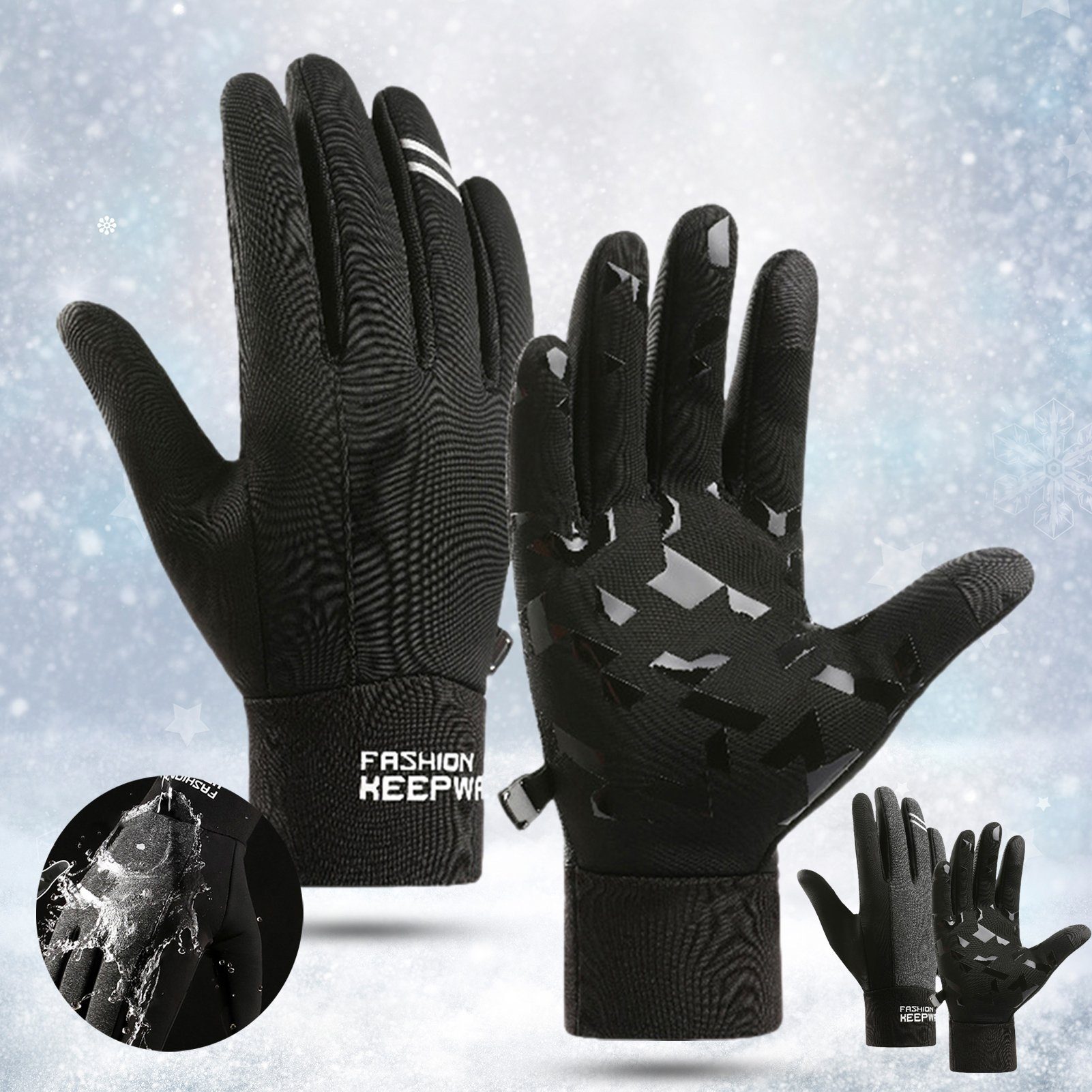 Rutaqian Fahrradhandschuhe Touchscreen Handschuhe, Sport Elastisch Gloves für Herren Damen Touchscreen, Warmhalten, Anti-Verlust
