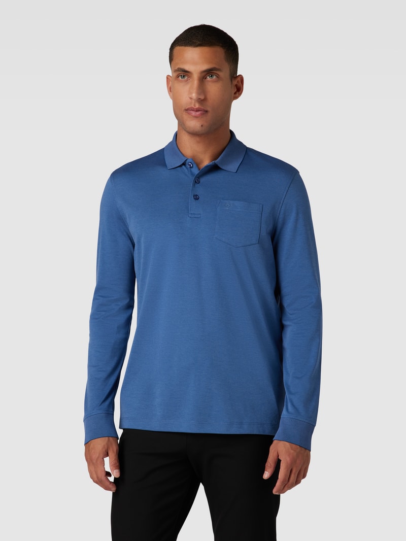 Poloshirt mit Brusttasche in metallic blau