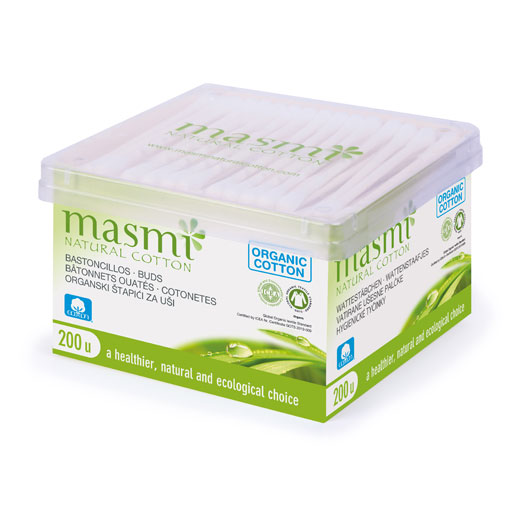 BIO WATTESTÄBCHEN 100% Bio-Baumwolle MASMI  200 St