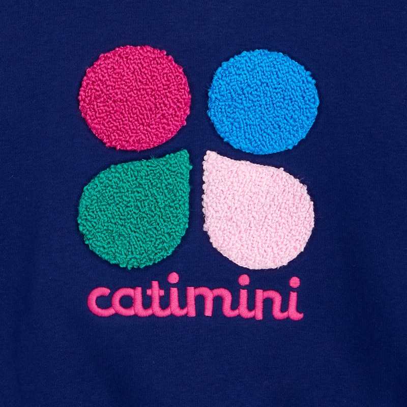 Sweat fille molleton brodé bleu nuit Catimini