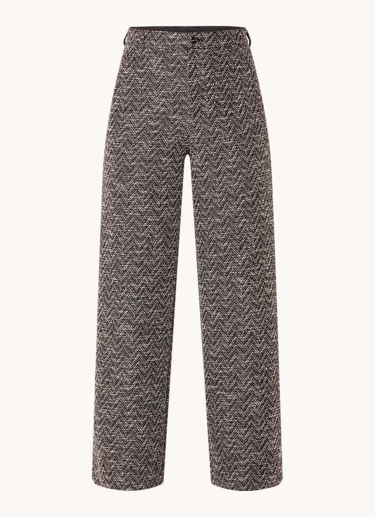 Pantalon Vanilia taille haute coupe large en bouclé