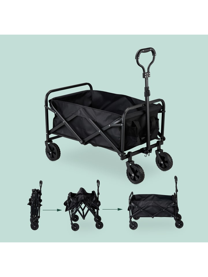 relaxdays Bollerwagen in Schwarz - (B)74 x (H)95 x (T)48 cm günstig kaufen onesize