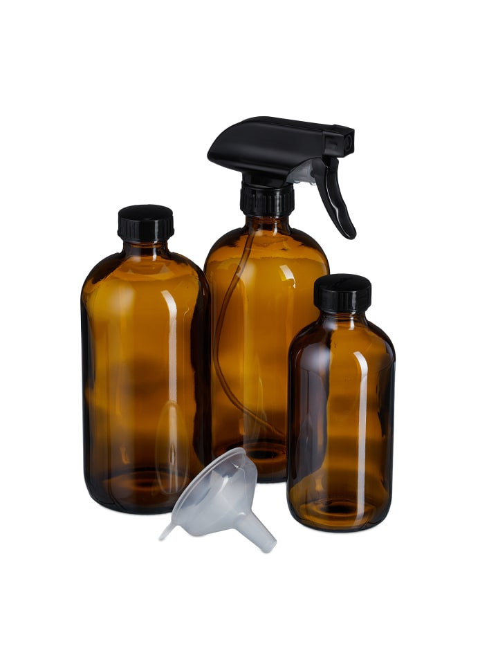 relaxdays 4 x Sprühflasche in Braun/ Schwarz - 250 ml günstig kaufen onesize