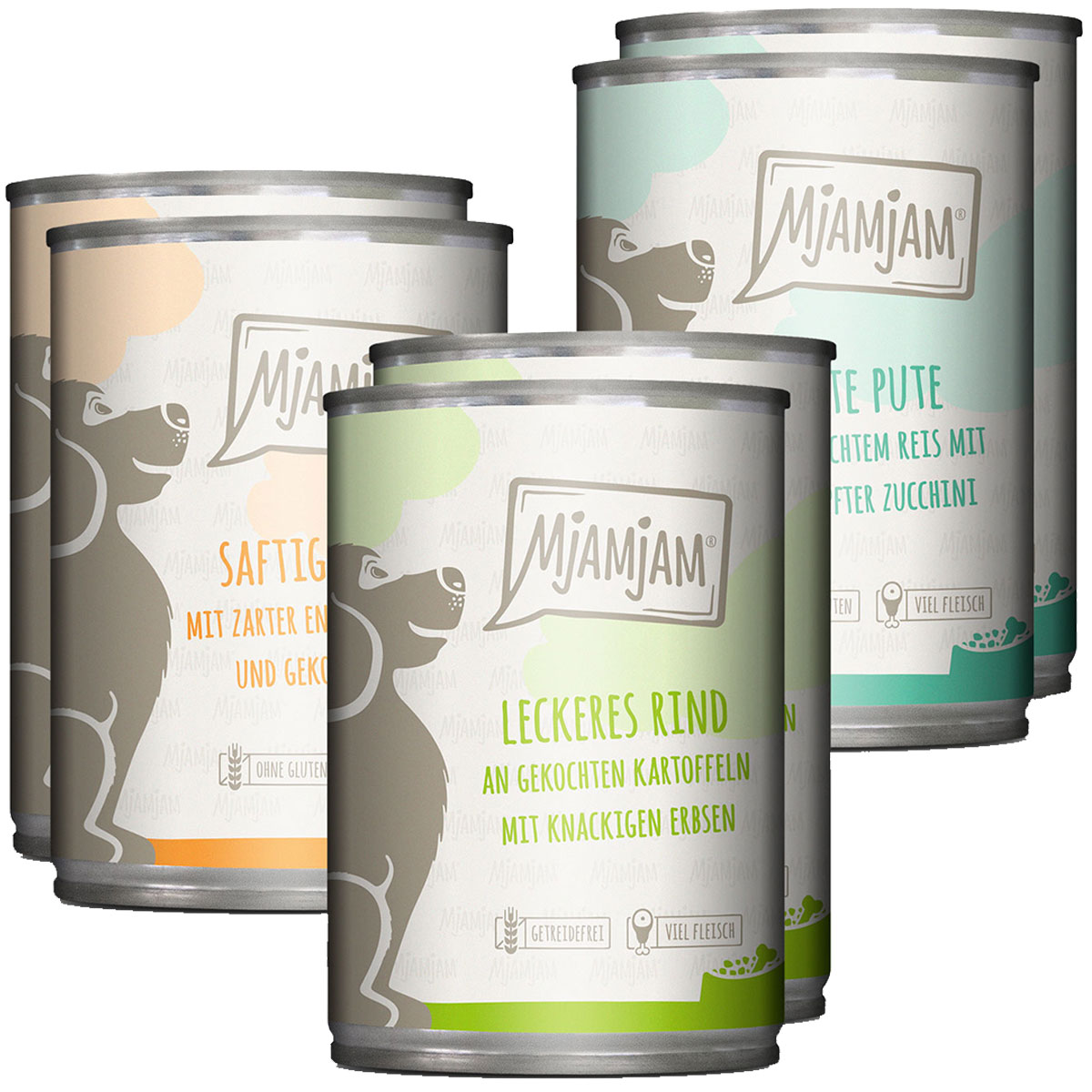 MjAMjAM Mixpaket I Huhn&Ente, Rind, Pute 6x400g bei ZooRoyal