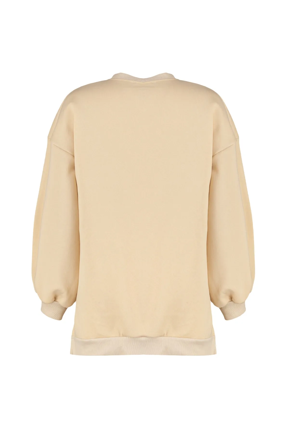 Trendyol Collection  Beiges Oversize/Wide Fit Strick-Sweatshirt mit Schlitzdetail innen aus dickem Fleece TWOAW23SW00195