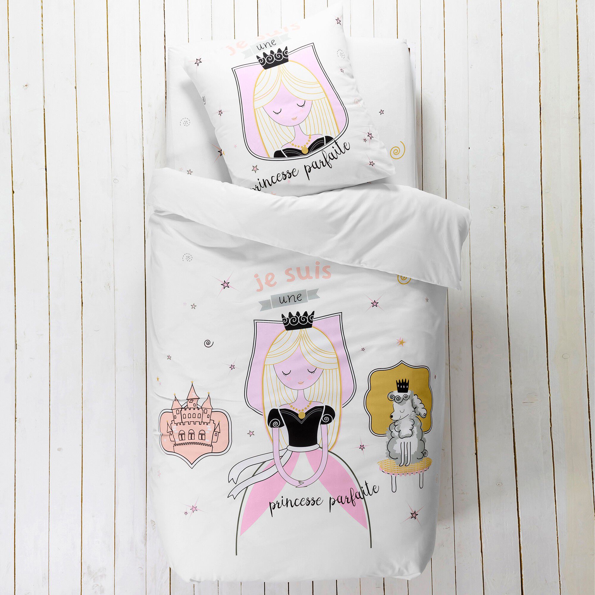 Linge de lit enfant Blanche imprimé 1 personne