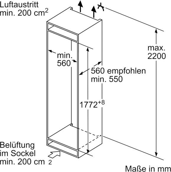 BOSCH Einbaukühlgefrierkombination 8 KIF86PFE0, 177,2 cm hoch, 55,8 cm breit