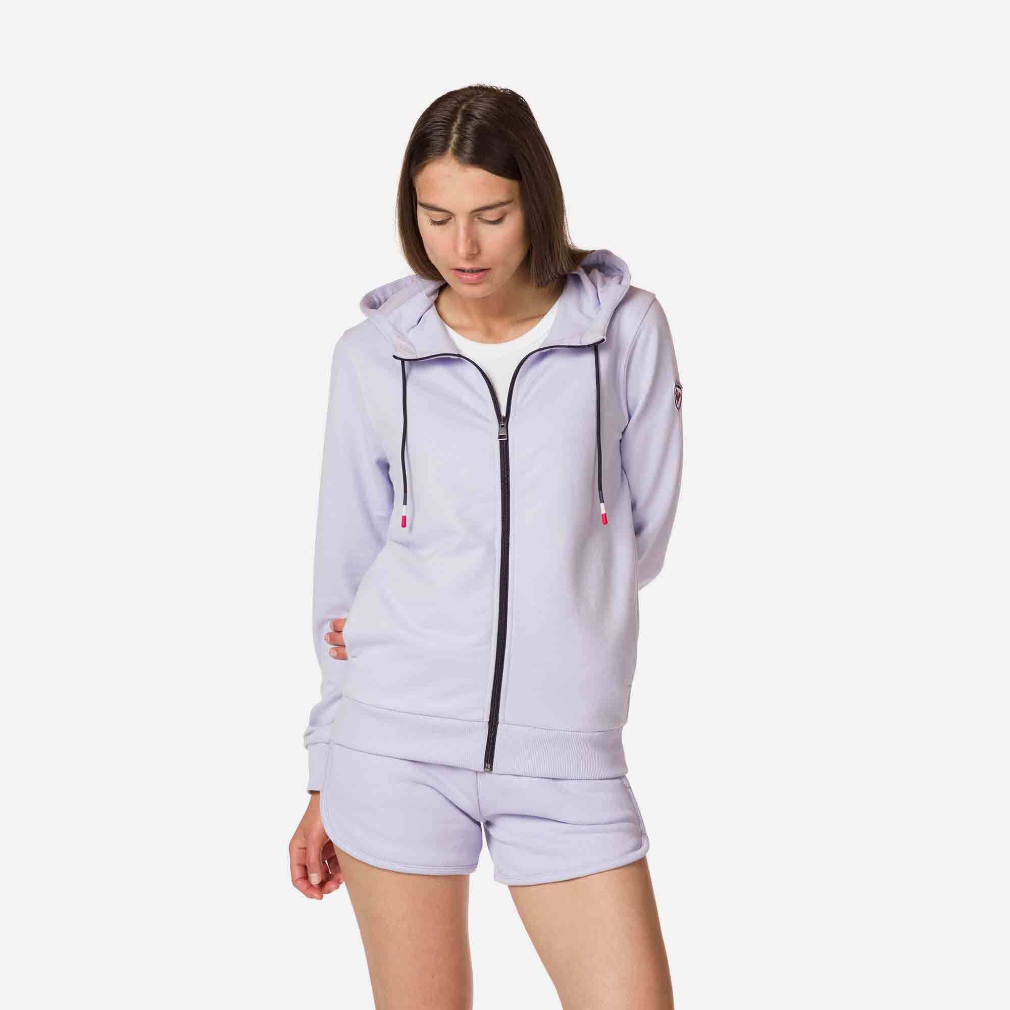 Sweat en coton à capuche zippé Logo Femme