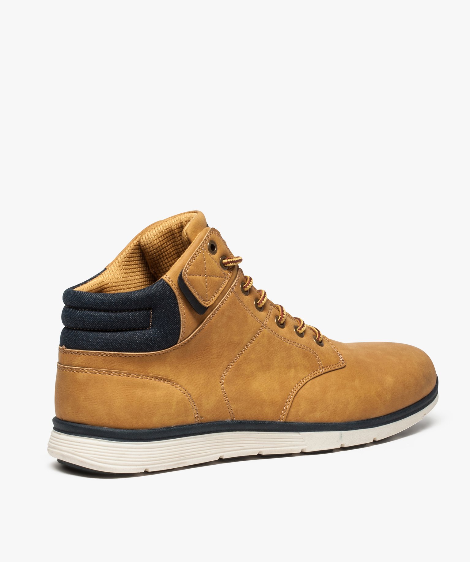 Baskets homme semi-montantes avec col rembourré en tissu camel | GEMO