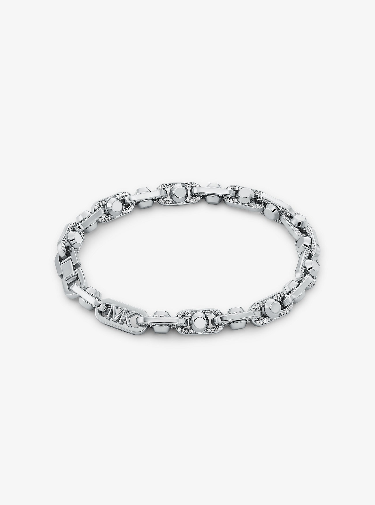 Astor Link Medium Armbånd i Pavé-belagt messing med edelmetall – SØLV