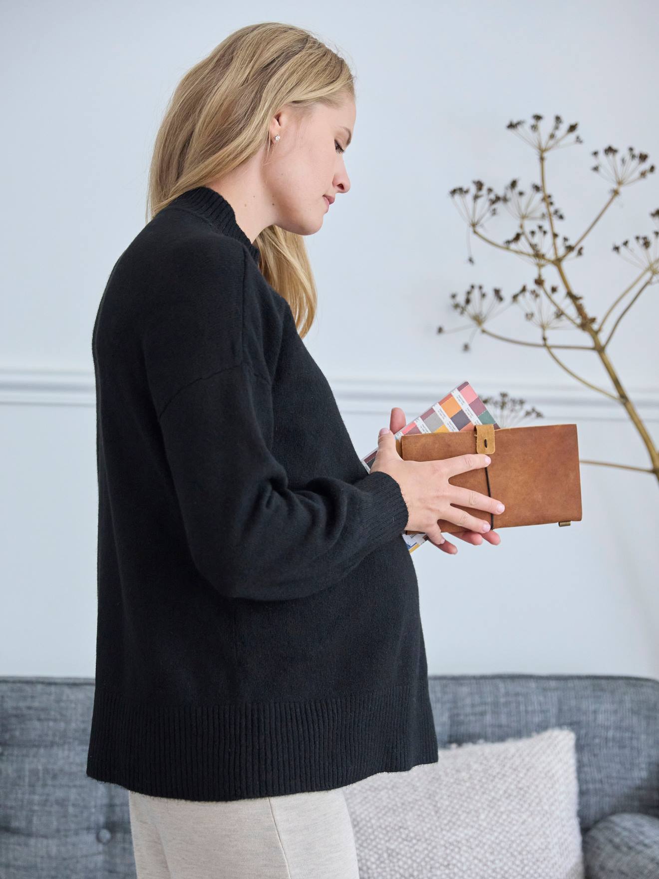 Pull double pan grossesse et allaitement noir