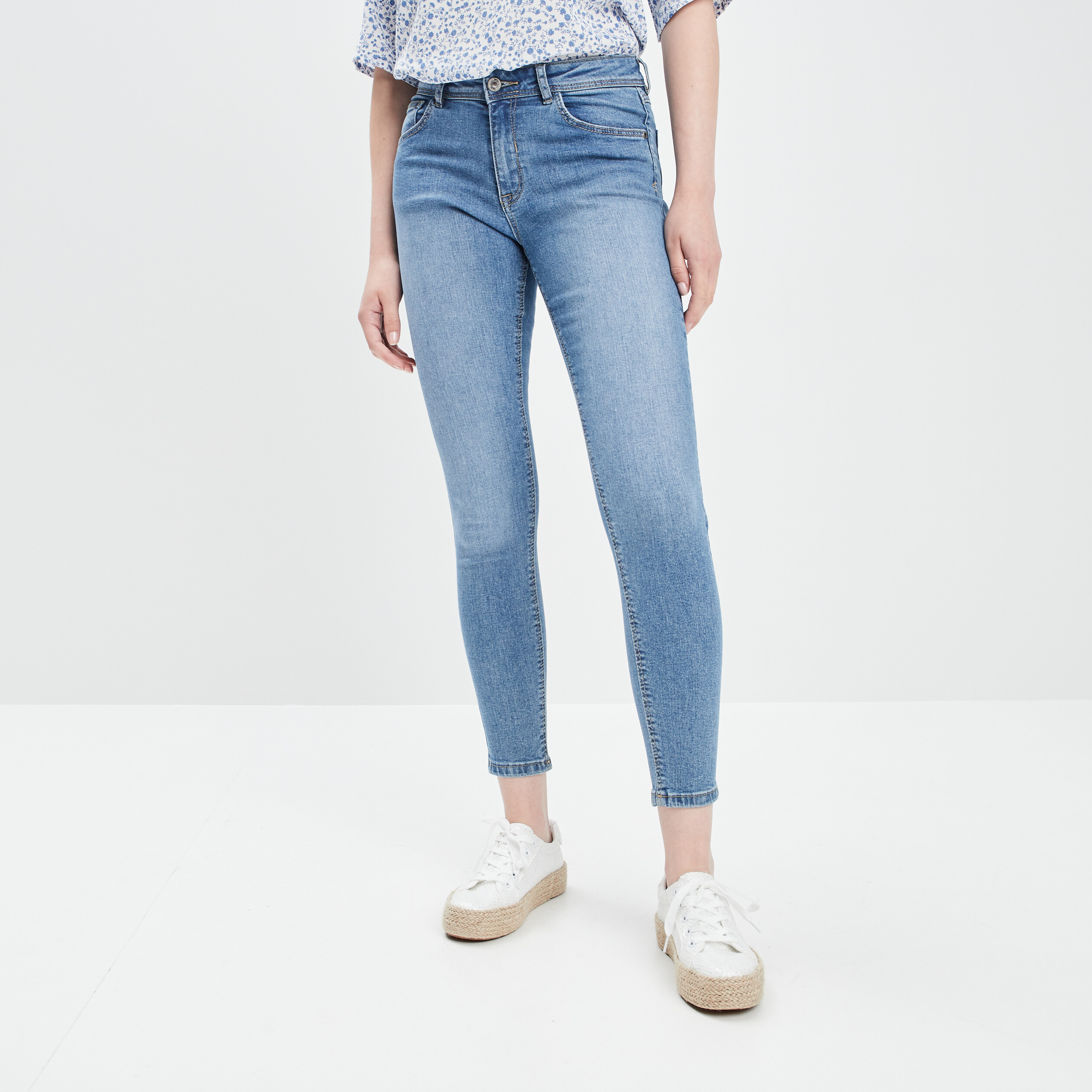 Jeans skinny push-up denim bleach femme | La Halle