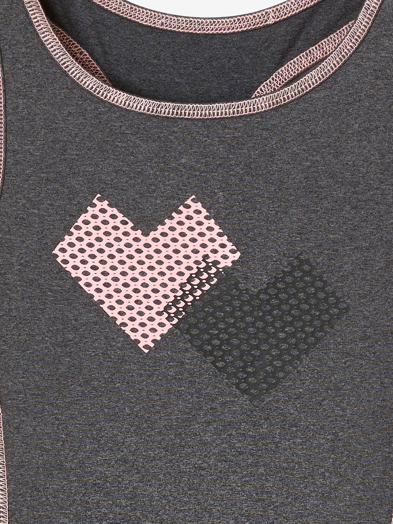 Ensemble de sport débardeur + legging fille matière technique gris chiné foncé