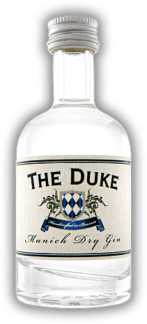 The Duke Munich Dry Gin 45% 0,05 Liter The Duke Munich Dry Gin 45% 0,05 Liter Weicher und runder Gin mit typischem Wacholderaroma aus der bio-zertifizierten Münchner Destillerie. 0,05	 Liter - Vol 45%