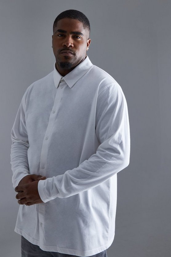 Plus langärmliges Jersey-Hemd