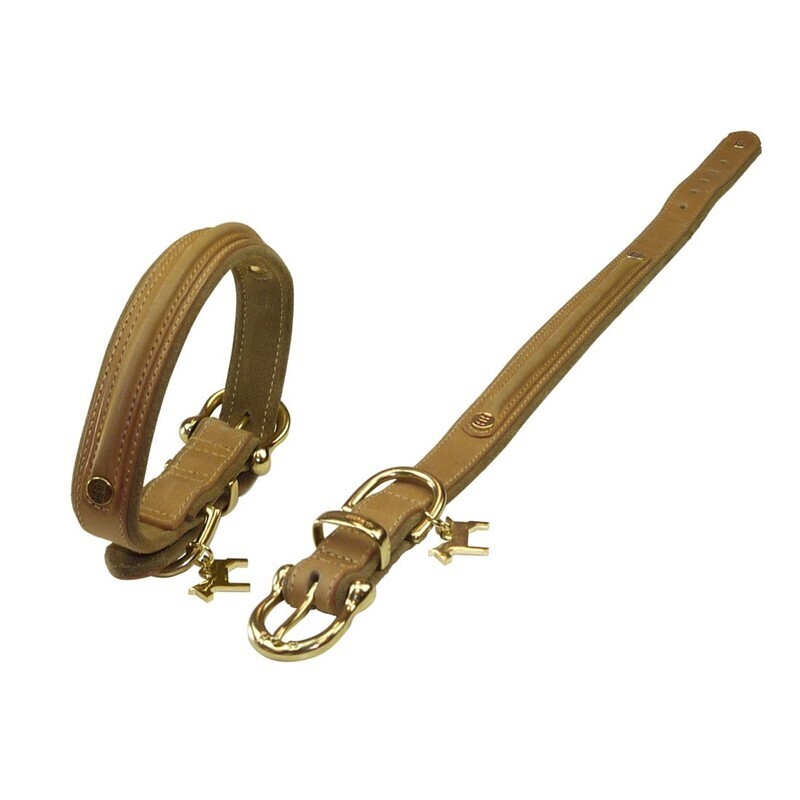 Happy House Hundehalsbänder Happy House Halsband Sattelleder Luxus beige XXL