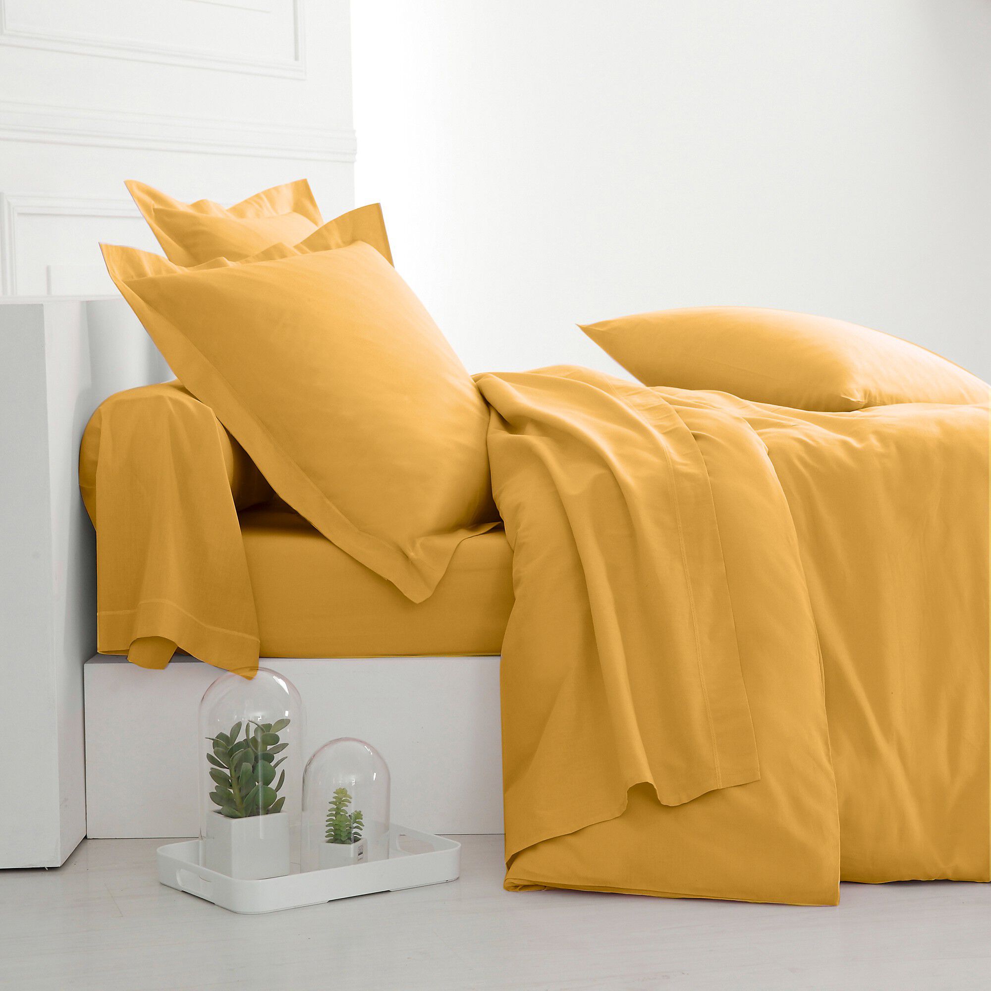 Linge de lit uni polyester-coton Colombine