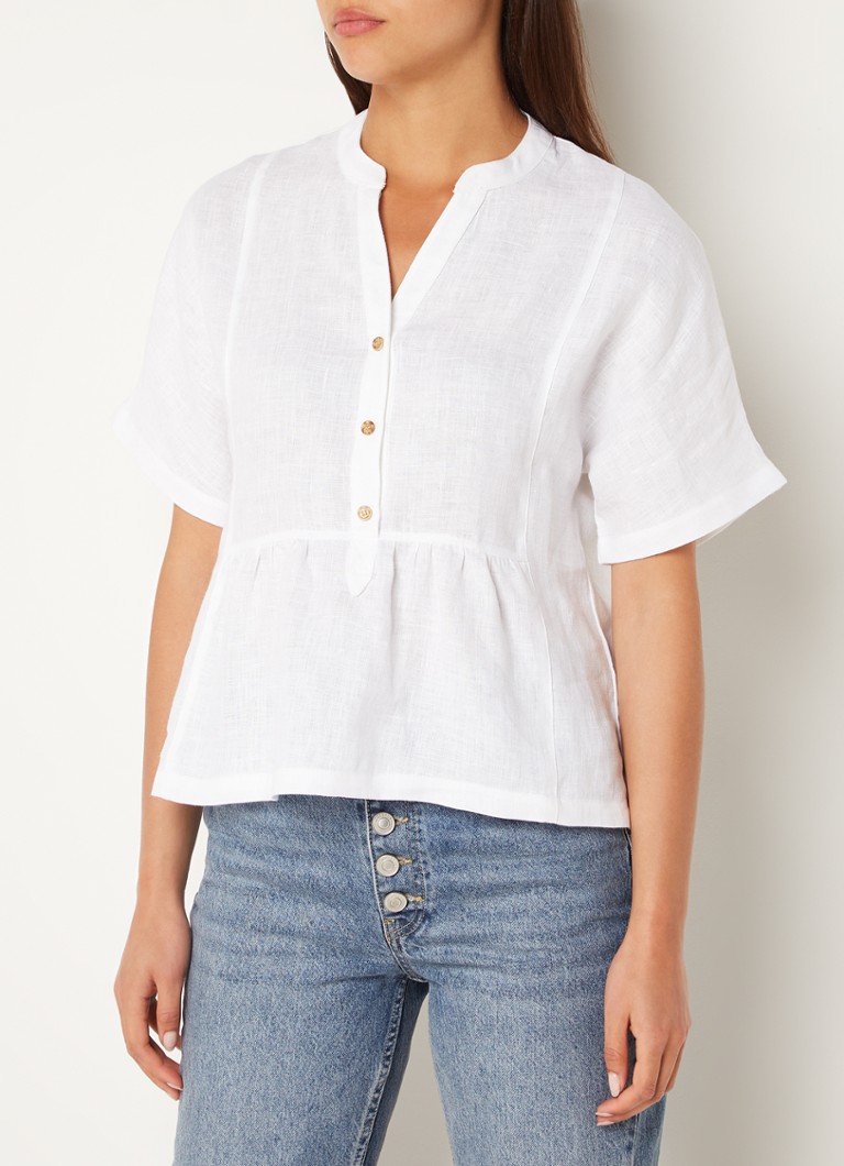Whistles Hannah linen top with V-neck