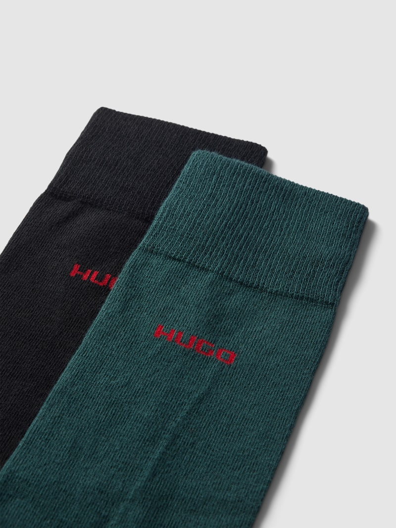 Socken mit Label-Print im 2er-Pack in dunkelgrün